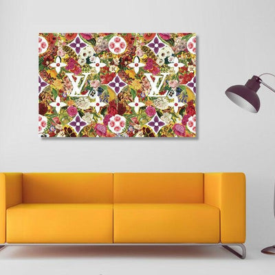 LV Flower Pattern Fashion Stretched Canvas Print,hywallart