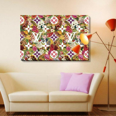 LV Flower Pattern Fashion Stretched Canvas Print,hywallart