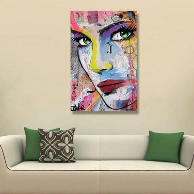 Girl's Face Vintage Stretched Canvas Print,hywallart