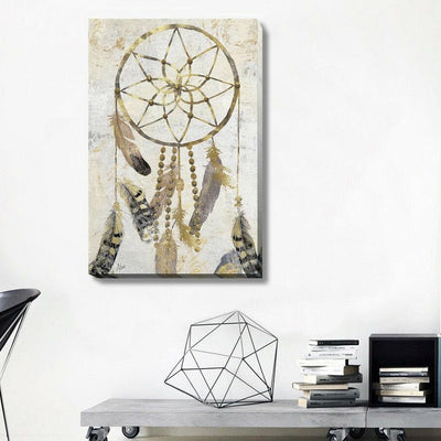 Vintage Feather Wind Chime Stretched Canvas Print,hywallart