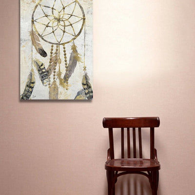 Vintage Feather Wind Chime Stretched Canvas Print,hywallart