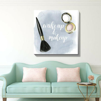 Wake up & Make up Stretched Canvas Print,hywallart