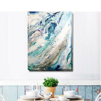 Blue Marble style Stretched Canvas Print,hywallart