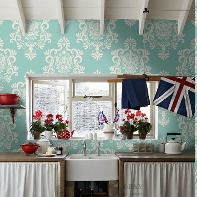 Danmark Turquoise Wall Paper Print Removable Mural Covering Wallpaper Decor G01,hywallart