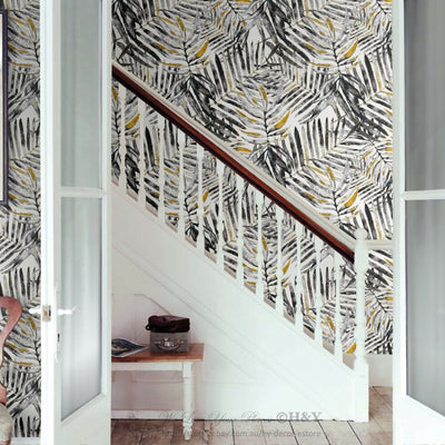 Leaves Pattern Wall Paper Sticker Removable Mural Covering Decor Wallpaper B27,hywallart