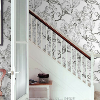 Magnolia Wall Paper Sticker Removable Mural Covering Art Decor Wallpaper B28,hywallart