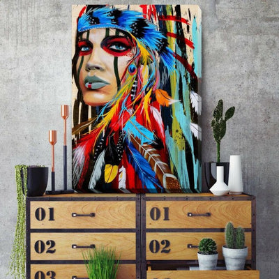 Indian Chief Stretched Canvas Print F115,hywallart
