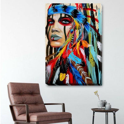 Indian Chief Stretched Canvas Print F115,hywallart