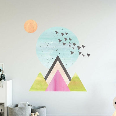 Geometric Mountain Wall Sticker Kids Nursery Decor,hywallart