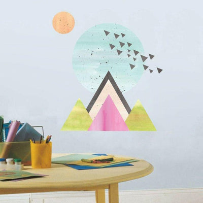 Geometric Mountain Wall Sticker Kids Nursery Decor,hywallart