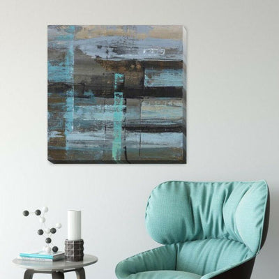 Black Blue Stretched Canvas Print A359,hywallart