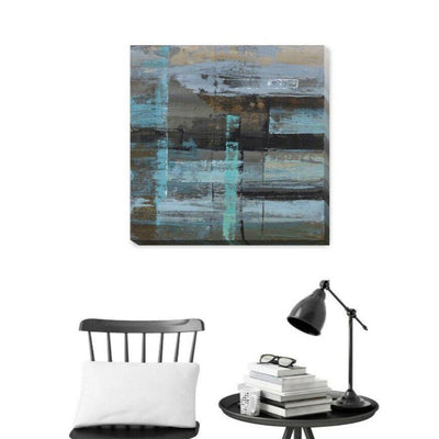 Black Blue Stretched Canvas Print A359,hywallart