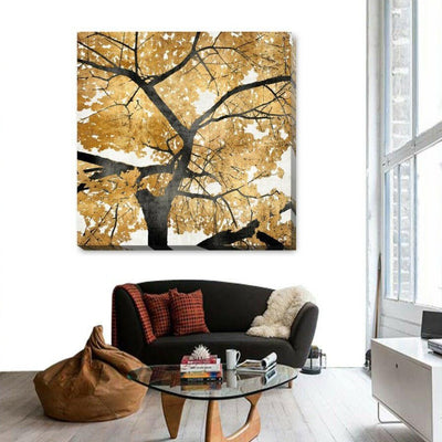 Golden Tree Stretched Canvas Print F81,hywallart