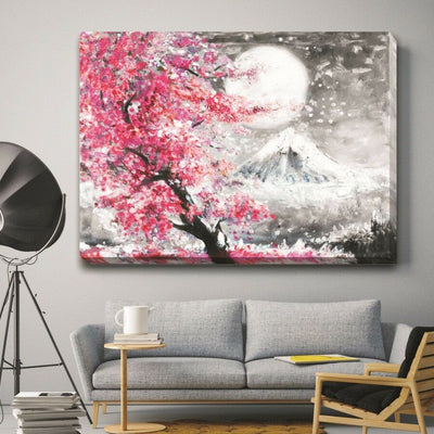 Fuji Mountain Sakura Stretched Canvas Art Print  L84,hywallart