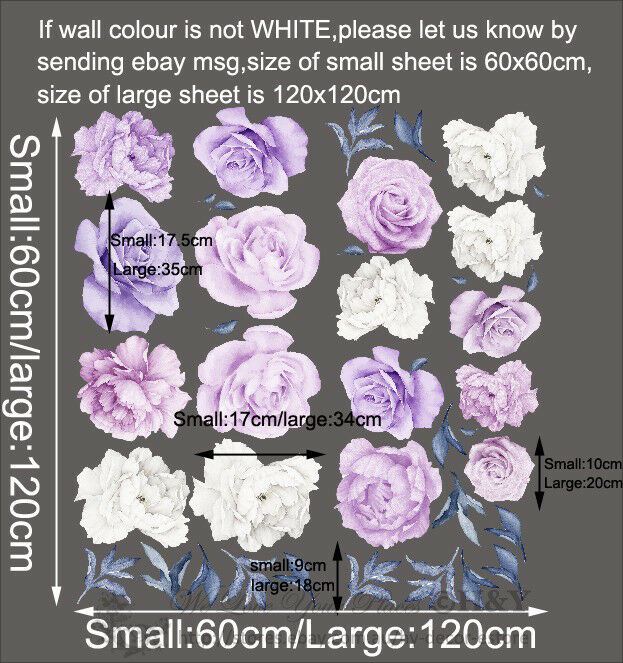 Purple Peony Flower Nursery Wall Stickers | HYWallArt