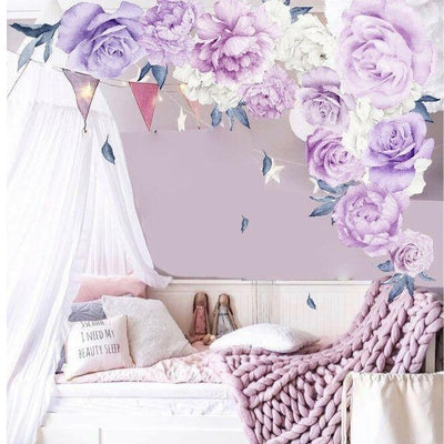 Purple White Peony Rose Flowers,hywallart