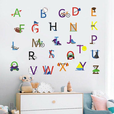 Educational 26 Sports Alphabets Wall Decal,hywallart