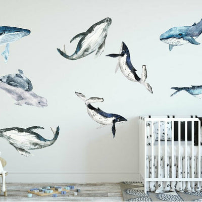 10 pcs Baby Whale Wall Decal,hywallart