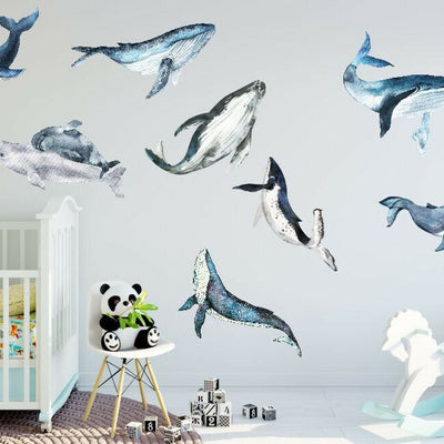 10 pcs Baby Whale Wall Decal,hywallart