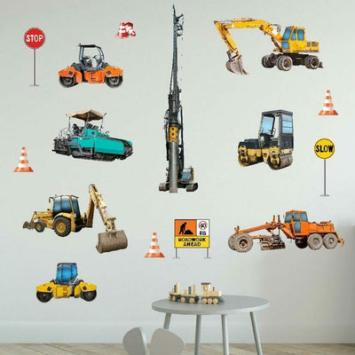 Construction Vehicle Wall Decal Nursery Decor Boys Room Sticker Art Mural Gift,hywallart