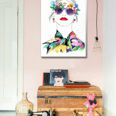 Fashion Girl Stretched Canvas Print FS143,hywallart