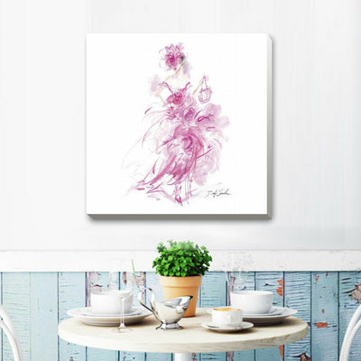 Pink Dress Lady Stretched Fashion Canvas Print,hywallart