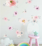 Vintage Pink Flowers Wall Sticker Nursery Decal,hywallart
