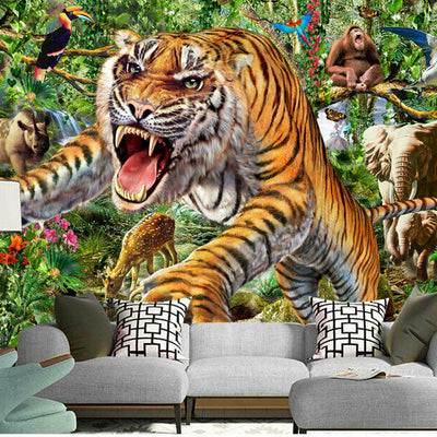 Tiger And Wildlife Wall Mural AM10,hywallart