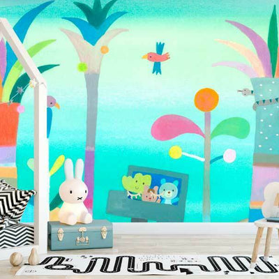 Palm Tree Road Wall Mural A25,hywallart