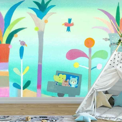 Palm Tree Road Wall Mural A25,hywallart