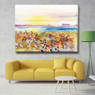 Flower Blossom On Beach side Stretched Canvas Print L90,hywallart