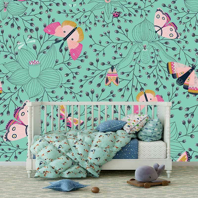 Butterflies Orchid White Wall Mural B67,hywallart