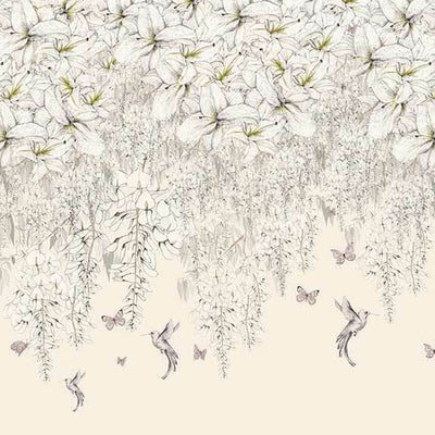 Sweet Lillies Flower Butterfly Wall Mural Wallpaper Kids Nursery Decor DIY B74,hywallart