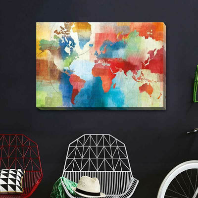 Season Change Abstract Map Stretched Canvas Print A380 - hywallart