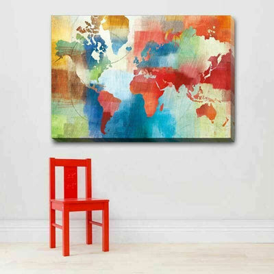 Season Change Abstract Map Stretched Canvas Print A380 - hywallart