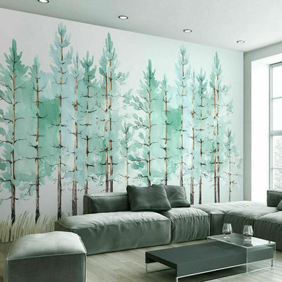 Green Forest Removable Repositionable Wall Mural - hywallart