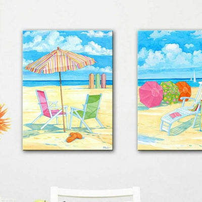 Set of 2 50x70x3cm each Summer Beach Framed Canvas Print - hywallart