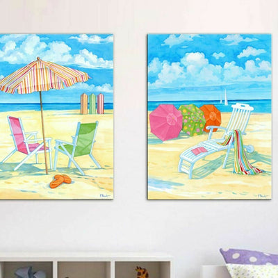Set of 2 50x70x3cm each Summer Beach Framed Canvas Print - hywallart