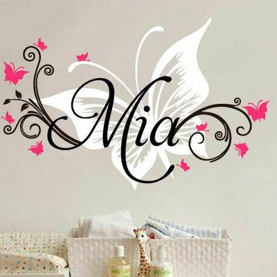 Custom Personalised Name Butterflies Wall Sticker - hywallart