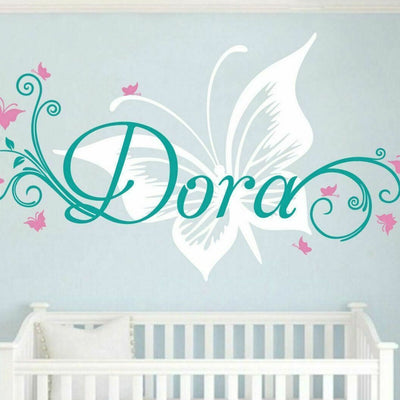 Custom Personalised Name Butterflies Wall Sticker - hywallart