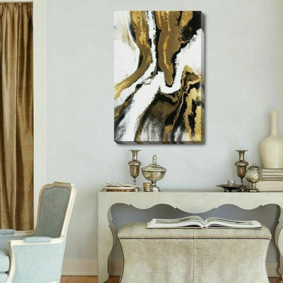 Gold Black Marble Stretched Canvas Print - hywallart