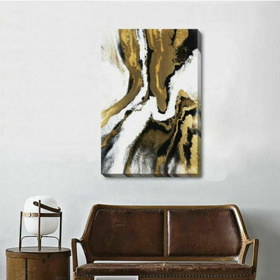 Gold Black Marble Stretched Canvas Print - hywallart