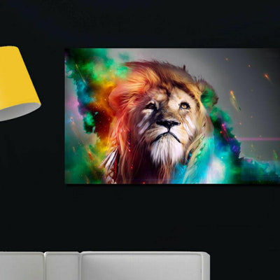 Colour Lion  Stretched Canvas Print,hywallart
