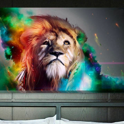 Colour Lion  Stretched Canvas Print,hywallart