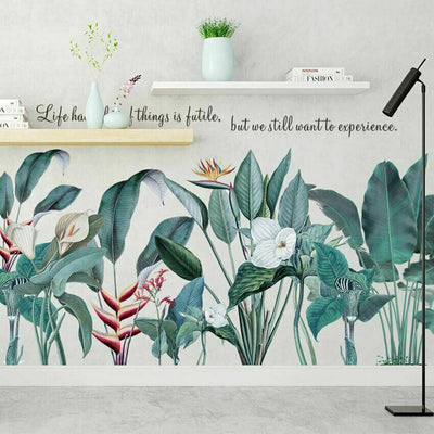 Tropical Leaves Flowers Vinyl Wall Stickers - hywallart