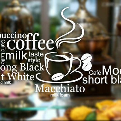 Coffee Cake Shop Cafe Window Wall Stickers - hywallart