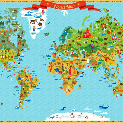 Kids World Map Wall Stickers - hywallart