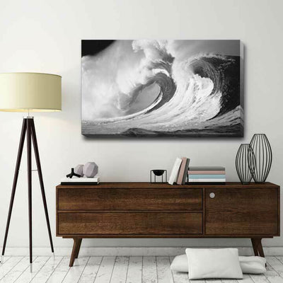 Black Ocean Wave Stretched Canvas L92 - hywallart