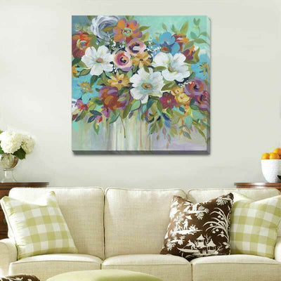 Confetti Bouquet Flower Stretched Canvas Print - hywallart