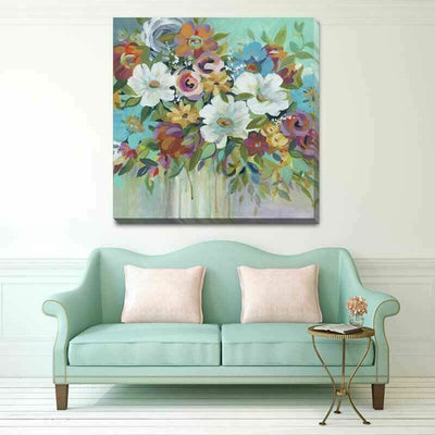 Confetti Bouquet Flower Stretched Canvas Print - hywallart